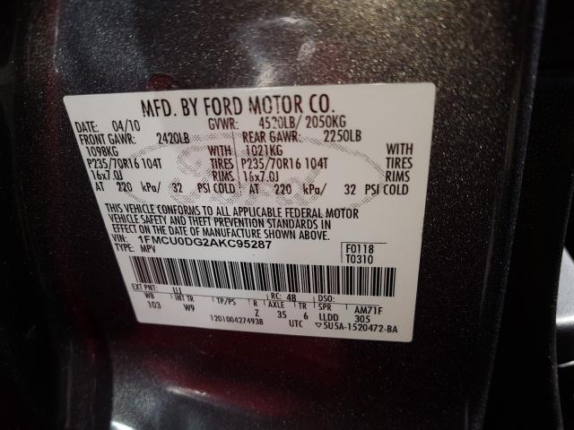 Photo 9 VIN: 1FMCU0DG2AKC95287 - FORD ESCAPE XLT 