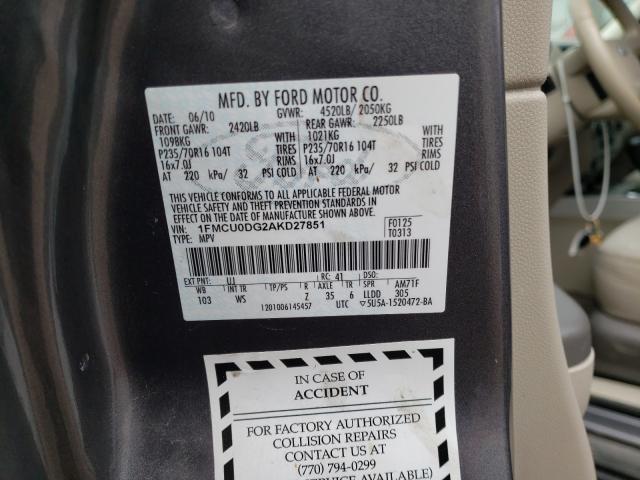 Photo 9 VIN: 1FMCU0DG2AKD27851 - FORD ESCAPE XLT 