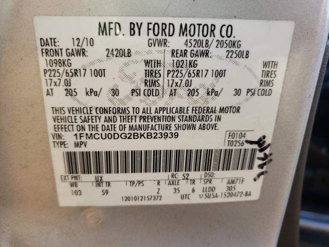 Photo 9 VIN: 1FMCU0DG2BKB23939 - FORD ESCAPE XLT 