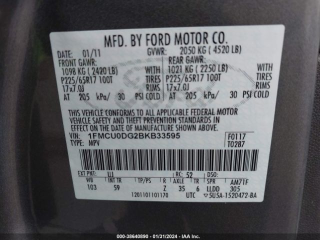 Photo 8 VIN: 1FMCU0DG2BKB33595 - FORD ESCAPE 