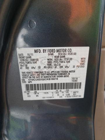 Photo 11 VIN: 1FMCU0DG2CKB16619 - FORD ESCAPE XLT 