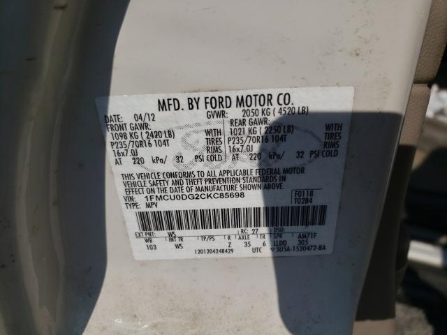 Photo 9 VIN: 1FMCU0DG2CKC85698 - FORD ESCAPE XLT 