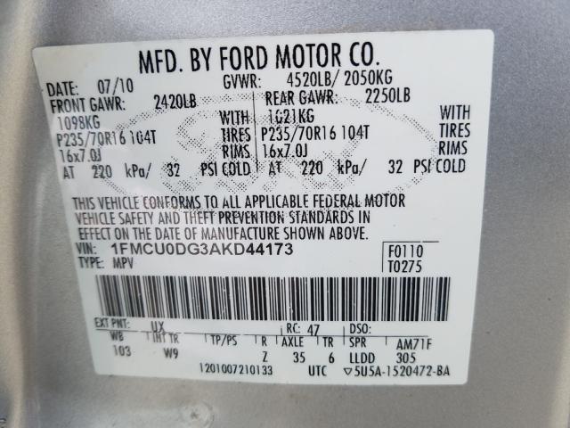 Photo 9 VIN: 1FMCU0DG3AKD44173 - FORD ESCAPE XLT 