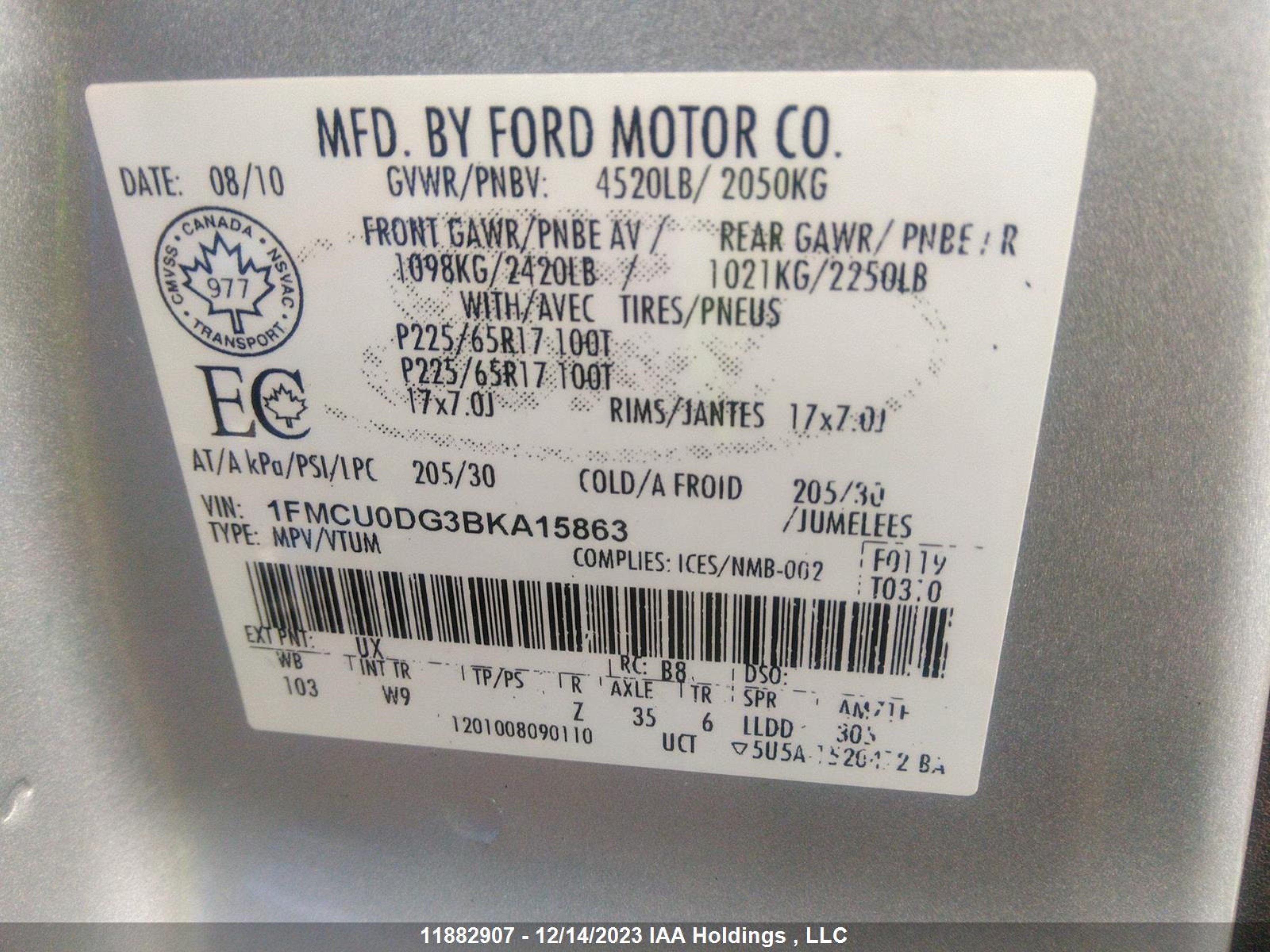 Photo 8 VIN: 1FMCU0DG3BKA15863 - FORD ESCAPE 