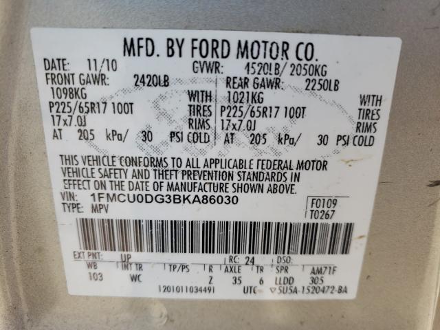 Photo 9 VIN: 1FMCU0DG3BKA86030 - FORD ESCAPE XLT 