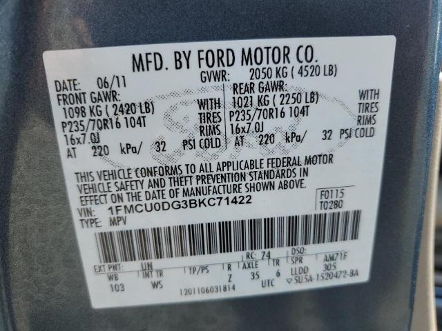 Photo 11 VIN: 1FMCU0DG3BKC71422 - FORD ESCAPE 