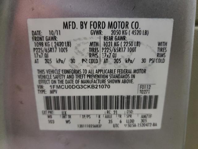 Photo 9 VIN: 1FMCU0DG3CKB21070 - FORD ESCAPE XLT 