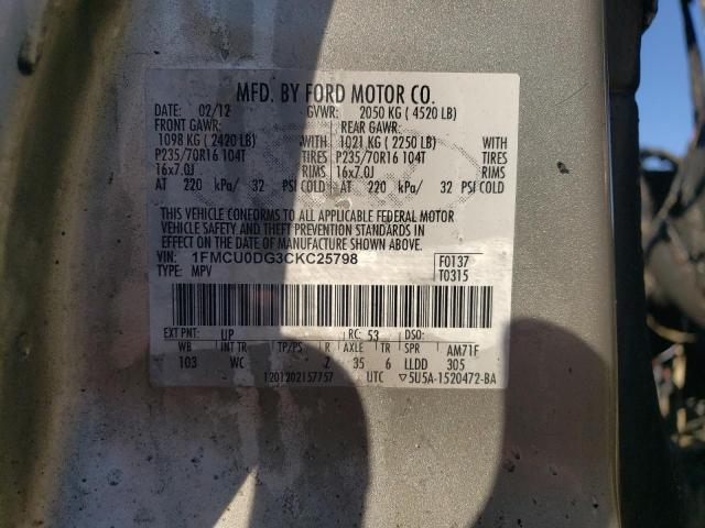 Photo 12 VIN: 1FMCU0DG3CKC25798 - FORD ESCAPE XLT 