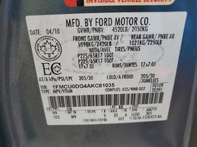 Photo 13 VIN: 1FMCU0DG4AKC81035 - FORD ESCAPE XLT 