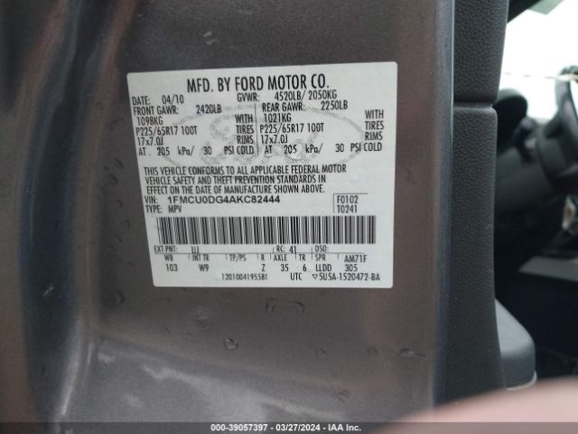 Photo 8 VIN: 1FMCU0DG4AKC82444 - FORD ESCAPE 