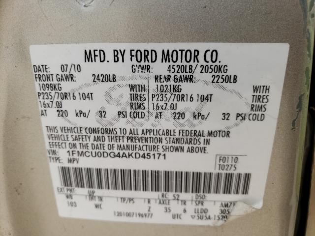 Photo 9 VIN: 1FMCU0DG4AKD45171 - FORD ESCAPE XLT 