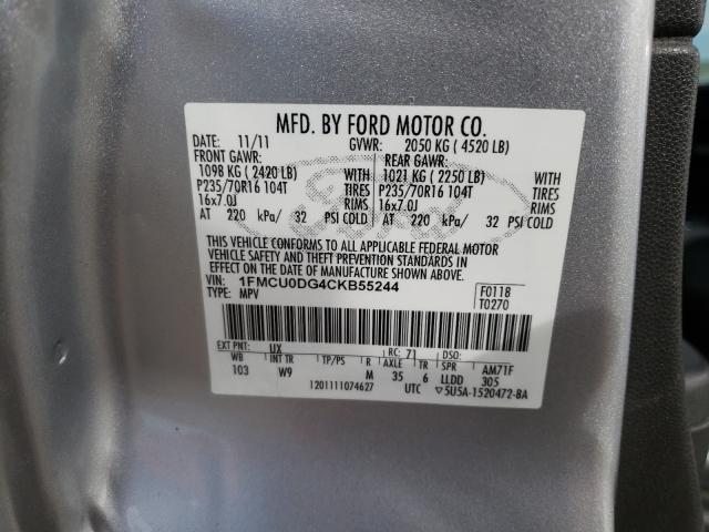 Photo 9 VIN: 1FMCU0DG4CKB55244 - FORD ESCAPE XLT 