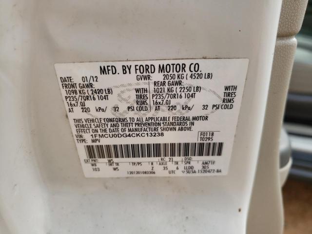 Photo 9 VIN: 1FMCU0DG4CKC13238 - FORD ESCAPE XLT 