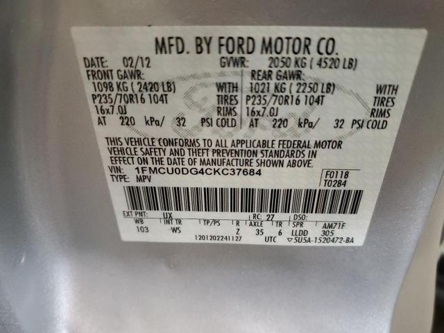 Photo 12 VIN: 1FMCU0DG4CKC37684 - FORD ESCAPE XLT 