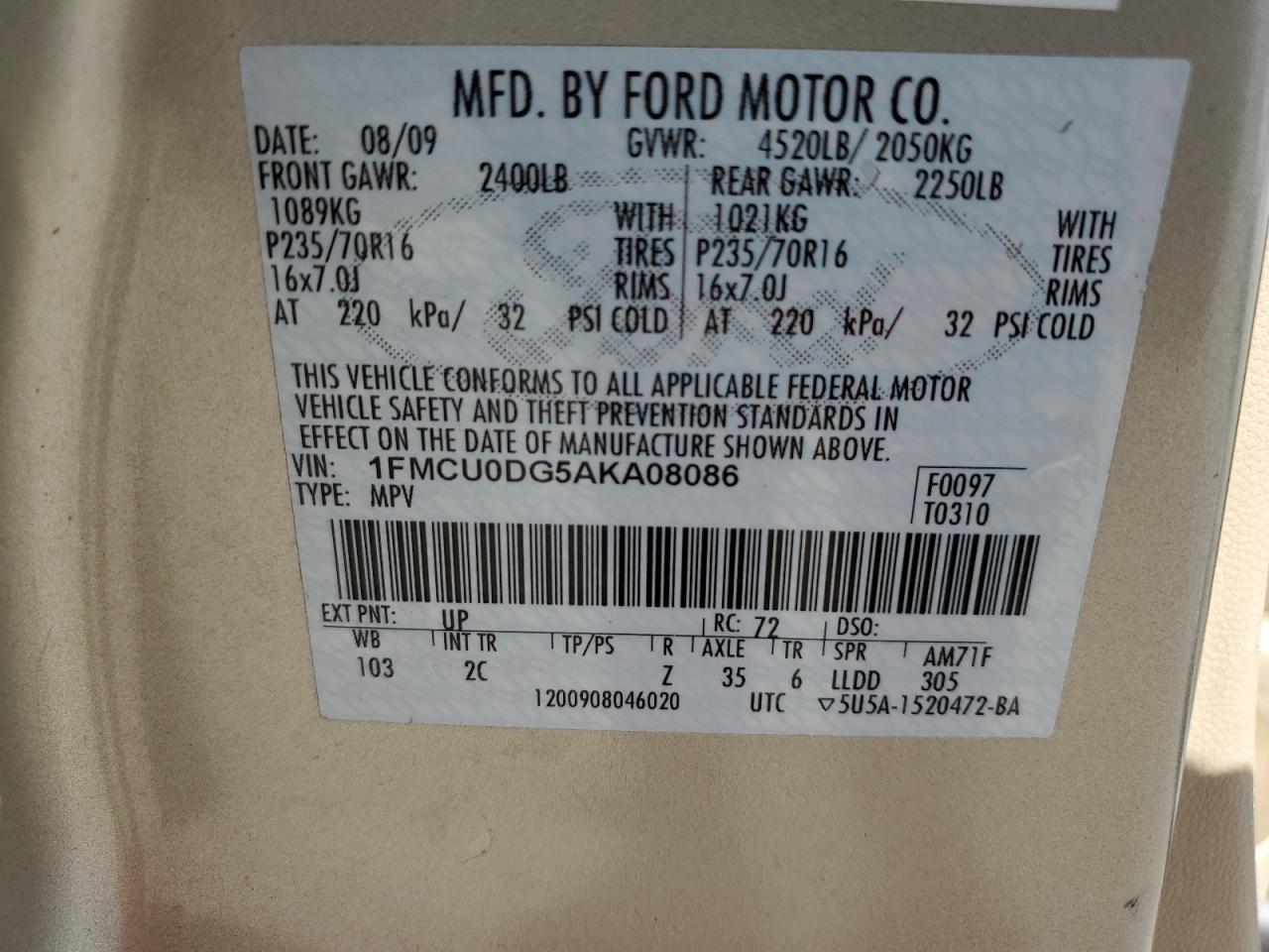 Photo 11 VIN: 1FMCU0DG5AKA08086 - FORD ESCAPE 