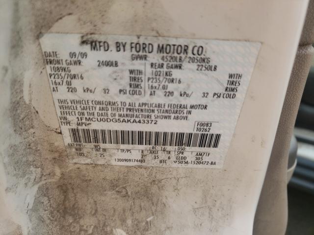 Photo 9 VIN: 1FMCU0DG5AKA43372 - FORD ESCAPE XLT 