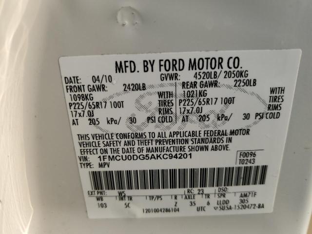 Photo 9 VIN: 1FMCU0DG5AKC94201 - FORD ESCAPE XLT 