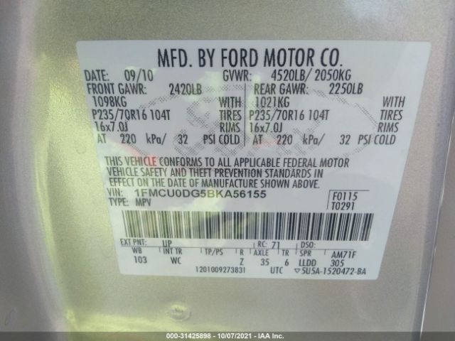 Photo 8 VIN: 1FMCU0DG5BKA56155 - FORD ESCAPE 