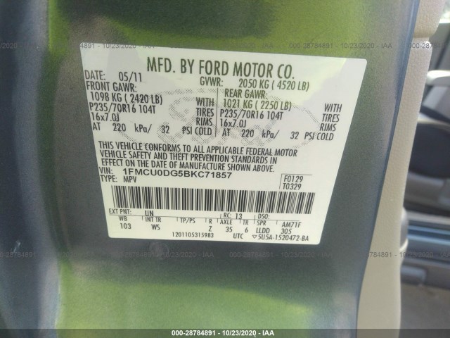 Photo 8 VIN: 1FMCU0DG5BKC71857 - FORD ESCAPE 