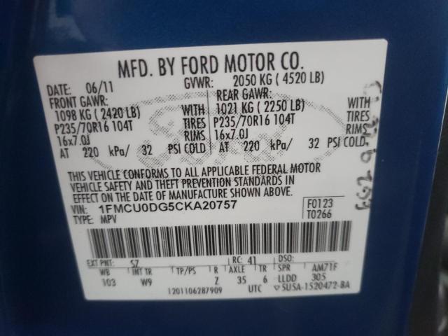 Photo 9 VIN: 1FMCU0DG5CKA20757 - FORD ESCAPE XLT 