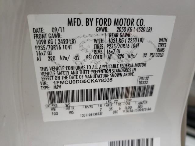 Photo 9 VIN: 1FMCU0DG5CKA78335 - FORD ESCAPE XLT 