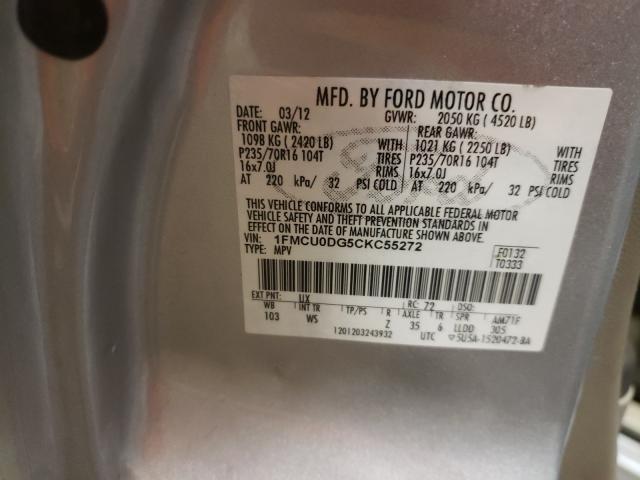 Photo 9 VIN: 1FMCU0DG5CKC55272 - FORD ESCAPE XLT 