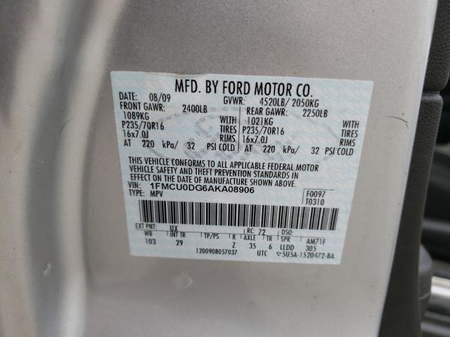 Photo 9 VIN: 1FMCU0DG6AKA08906 - FORD ESCAPE XLT 