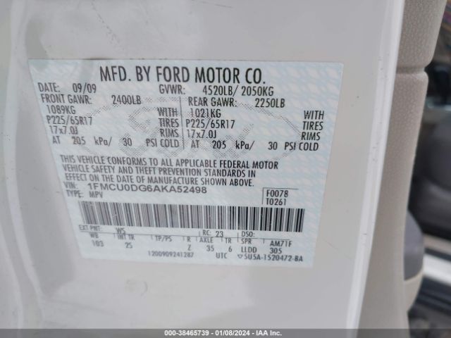 Photo 8 VIN: 1FMCU0DG6AKA52498 - FORD ESCAPE 