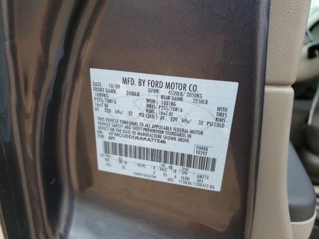 Photo 9 VIN: 1FMCU0DG6AKA77546 - FORD ESCAPE XLT 