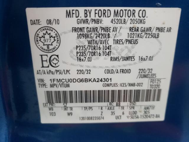 Photo 9 VIN: 1FMCU0DG6BKA24301 - FORD ESCAPE XLT 