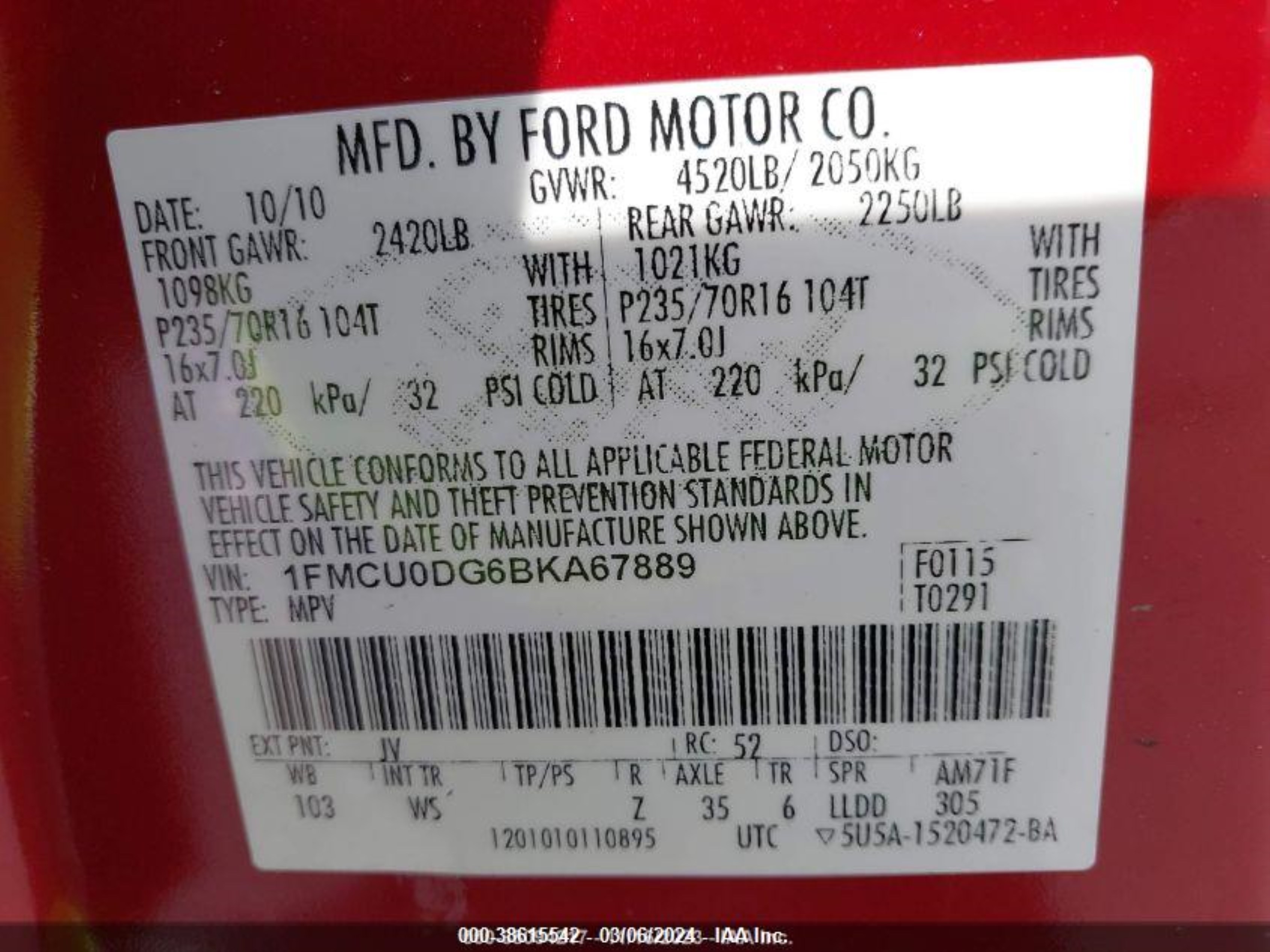 Photo 8 VIN: 1FMCU0DG6BKA67889 - FORD ESCAPE 