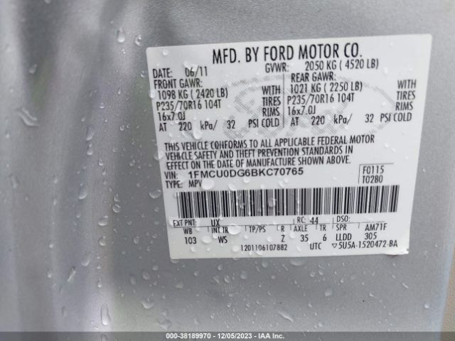 Photo 8 VIN: 1FMCU0DG6BKC70765 - FORD ESCAPE 