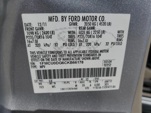 Photo 12 VIN: 1FMCU0DG6CKB66178 - FORD ESCAPE XLT 