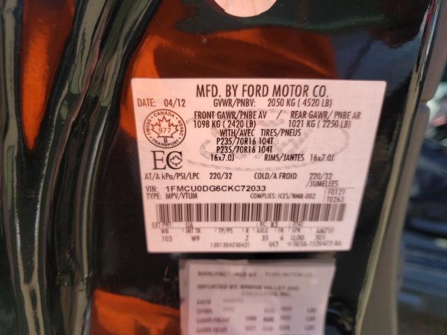 Photo 9 VIN: 1FMCU0DG6CKC72033 - FORD ESCAPE XLT 