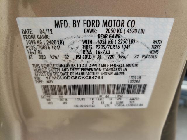 Photo 9 VIN: 1FMCU0DG6CKC84764 - FORD ESCAPE XLT 