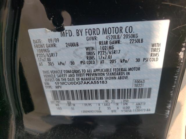 Photo 9 VIN: 1FMCU0DG7AKA55183 - FORD ESCAPE XLT 