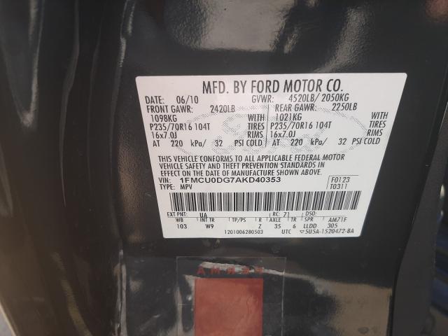 Photo 9 VIN: 1FMCU0DG7AKD40353 - FORD ESCAPE XLT 