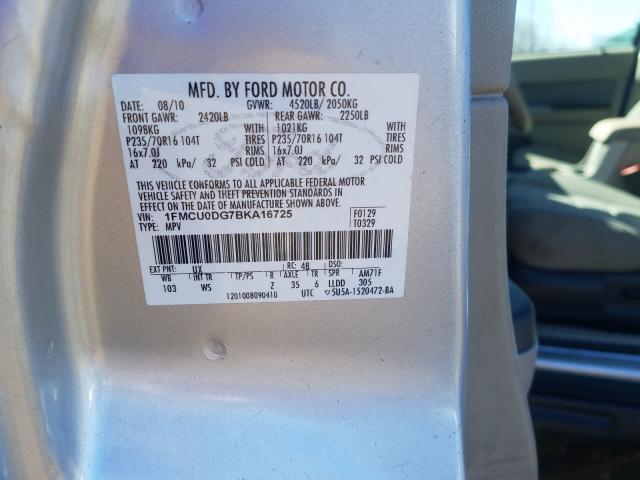 Photo 9 VIN: 1FMCU0DG7BKA16725 - FORD ESCAPE XLT 