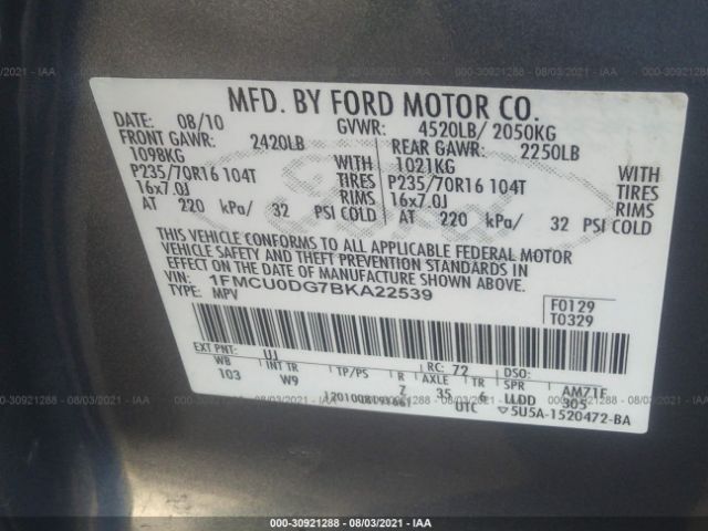 Photo 8 VIN: 1FMCU0DG7BKA22539 - FORD ESCAPE 