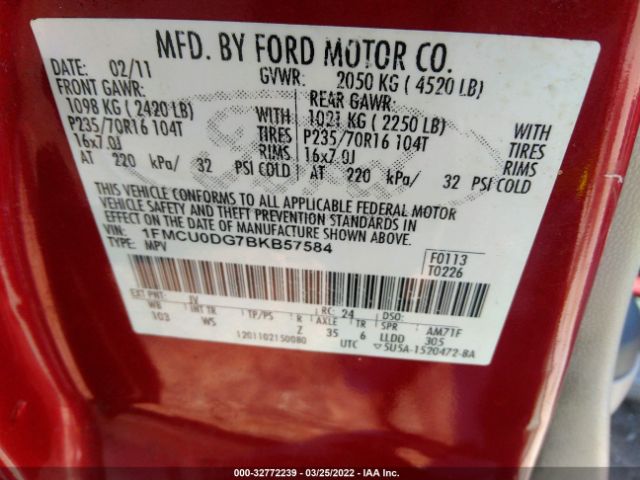 Photo 8 VIN: 1FMCU0DG7BKB57584 - FORD ESCAPE 