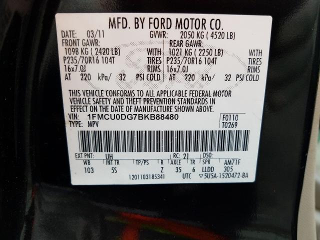 Photo 9 VIN: 1FMCU0DG7BKB88480 - FORD ESCAPE XLT 