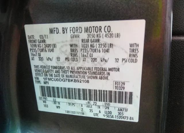 Photo 8 VIN: 1FMCU0DG7BKB92108 - FORD ESCAPE 