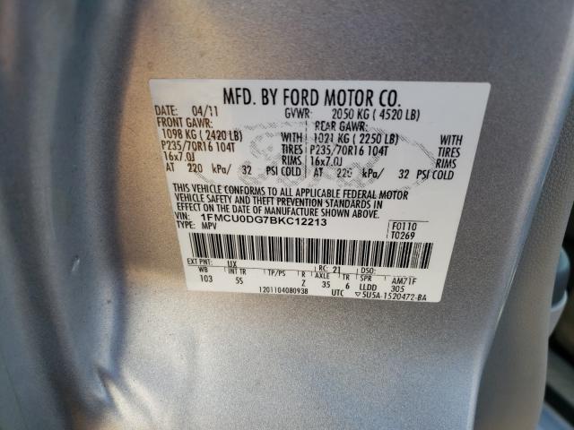 Photo 9 VIN: 1FMCU0DG7BKC12213 - FORD ESCAPE XLT 