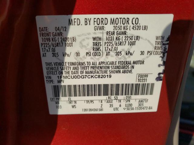 Photo 12 VIN: 1FMCU0DG7CKC82019 - FORD ESCAPE 