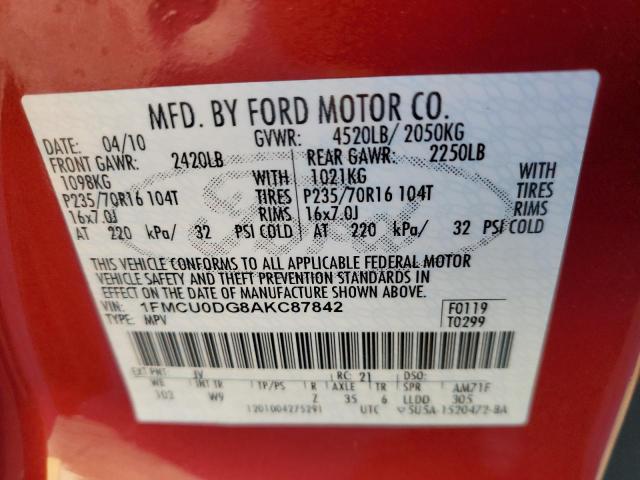 Photo 12 VIN: 1FMCU0DG8AKC87842 - FORD ESCAPE XLT 