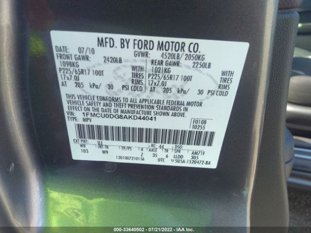 Photo 8 VIN: 1FMCU0DG8AKD44041 - FORD ESCAPE 