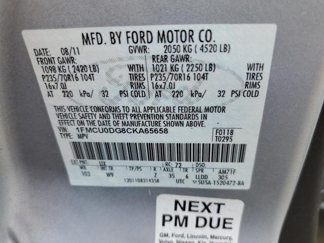 Photo 9 VIN: 1FMCU0DG8CKA65658 - FORD ESCAPE XLT 