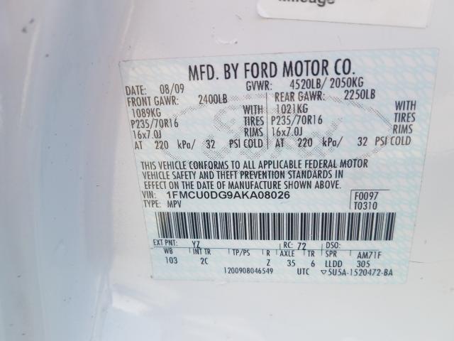 Photo 9 VIN: 1FMCU0DG9AKA08026 - FORD ESCAPE XLT 