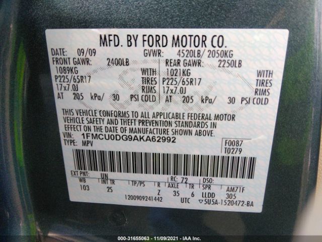 Photo 8 VIN: 1FMCU0DG9AKA62992 - FORD ESCAPE 