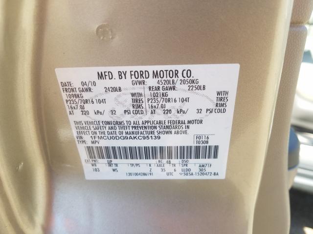 Photo 9 VIN: 1FMCU0DG9AKC95139 - FORD ESCAPE XLT 